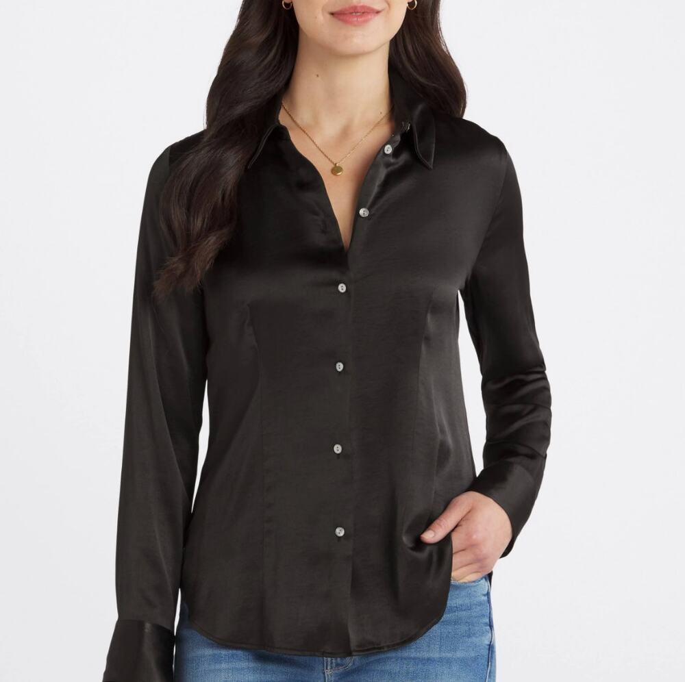 Madewell Darted Button-Up Shirt in Satin Blouse Small Size 6